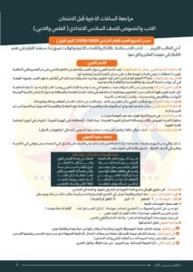 مرشحات ليلة الامتحان نيمار ابن الانبار السادس الاعدادي العلمي والادبي 2026 PDF