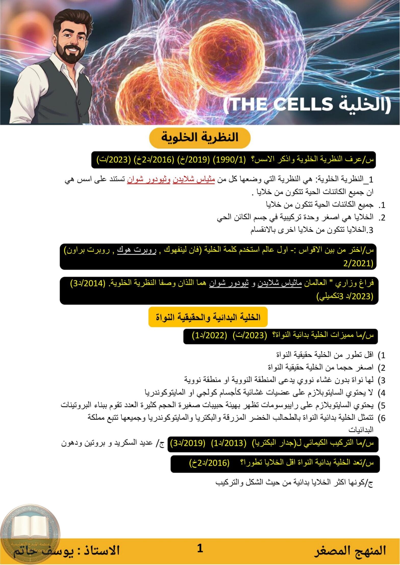 ملزمة مراجعة مركزة احياء يوسف حاتم السادس العلمي 2026 PDF‏