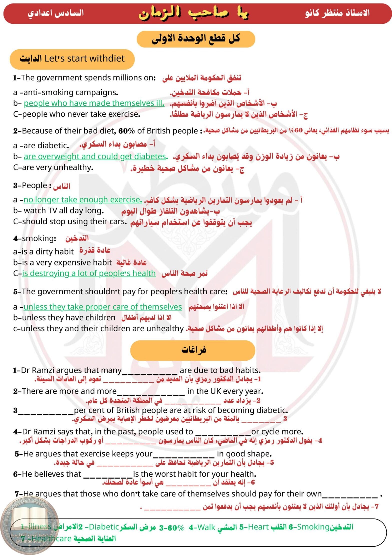 ملزمة انكليزي قطع الكتاب الجزء الاول السادس الاعدادي منتظر كانو 2026 PDF ملزمة انكليزي قطع الكتاب الجزء الاول السادس الاعدادي منتظر كانو 2026 PDF
